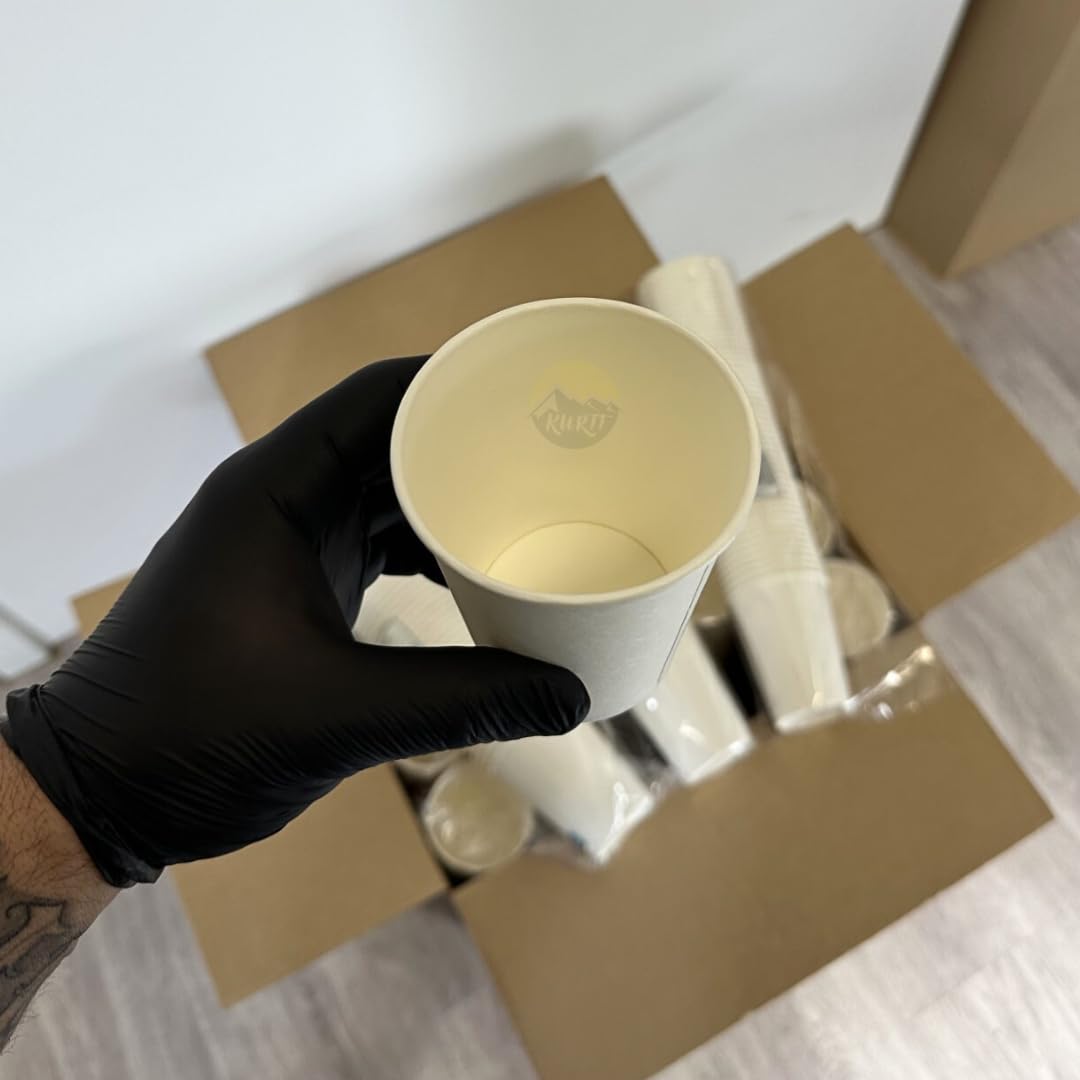 KURTT - Kaffeetassen to go - 800 Stück + 800 Rührstäbe - Kaffeebecher Pappe, Weiß - 8oz/200ml - 140mm Rührstäbe - Trinkbecher - Kaffeebecher - Pappbecher - Einwegbecher - Pappbecher - Pappbecher -