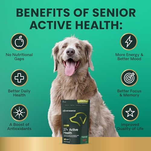 VetriScience Senior 27+ Active Health Chews, Canine Plus Daily Multivitamin for Senior Dogs, Balanced Vitamins, Minerals and Antioxidants, Healthy Aging and Wellness Support, Veggie, 60 Servings - Image 3