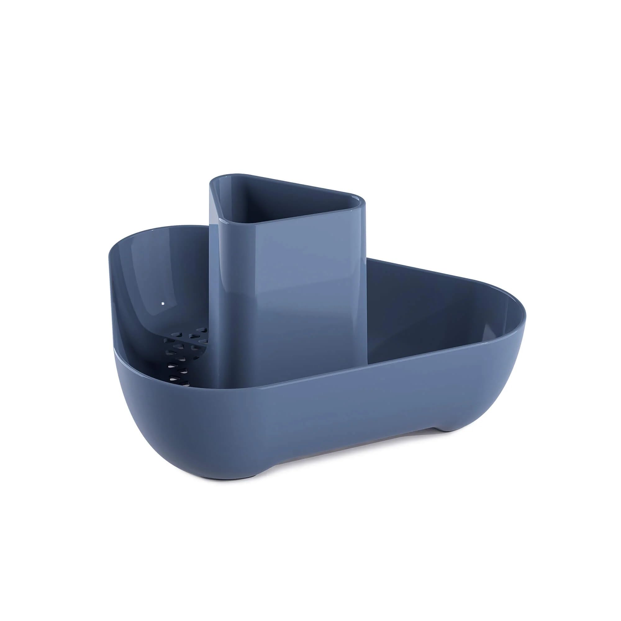 Zeal Corner Sink Tidy Organiser, Compact Cutlery Utensil Drainer Caddy Rack, Provence Blue