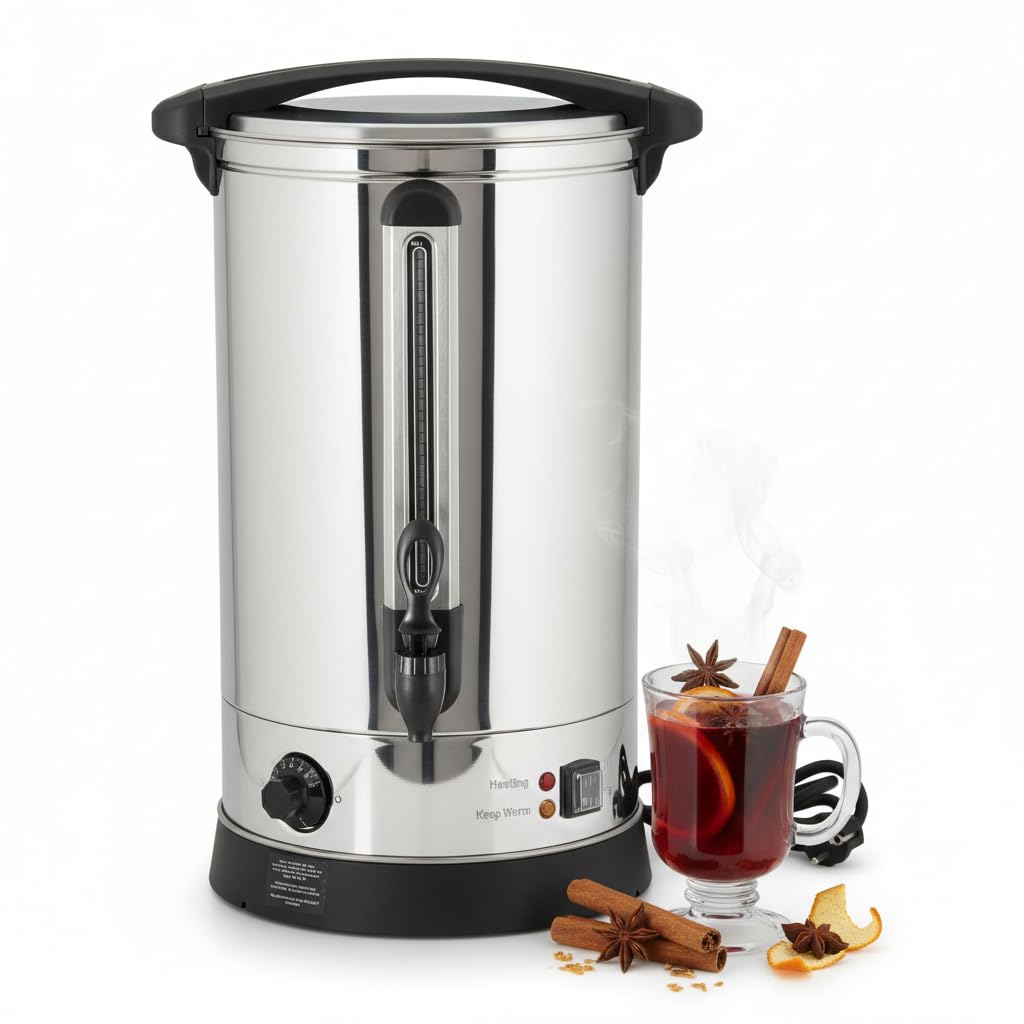 Melko Bollitore per vin brulé, macchina per bevande calde, 7 litri, con rubinetto, per latte, caffè, tè, cacao, vin brulé, distributore automatico di bevande, 1500 W, per il riscaldamento, il
