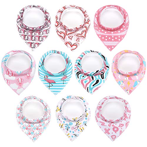 Image of Maiwa Girls Baby Bandana Drool Bibs for Drooling Teething Feeding for 10 pack