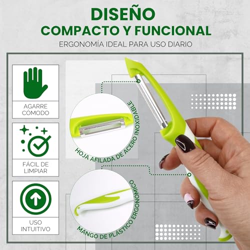 Miniatura 3 de Fravast Pelador Patatas 3 En 1 Vertical Recto Pelador Multifuncional De Frutas Y Verduras De Acero Inoxidable.