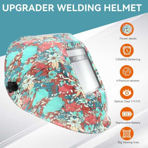 Image of Welding Helmet Auto Darkening,Large Viewing 3.94 * 3.15 inch True Color Welding Hood with 4 Arc Sensors Solar Powered,Wide Shade 5-9 /9-13 for TIG, MIG, MAG (B-001)