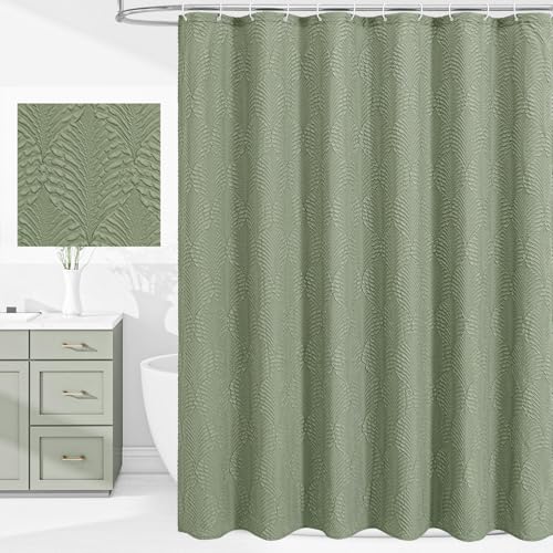 Gibelle Sage Green Shower Curtain for Bathroom, Farmhouse Bath Curtain 72x72