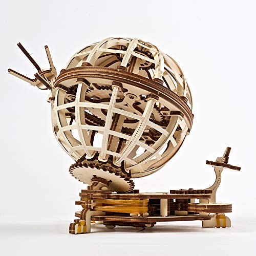 Image of UGEARS Globe 3D Wooden Puzzles for Adults - Wooden Model Kits for Adults Brain Teaser Puzzles Models for Adult to Build Mechanical Models Educational World Globes Puzzle Hobby Set