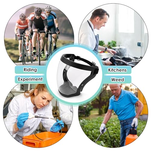 TUZHE Schützender Gesichtsschutz Antibeschlag-Vollgesichtsschutz transparenter Kunststoff-Gesichtsmaske mit verstellbarem Band für Erwachsene