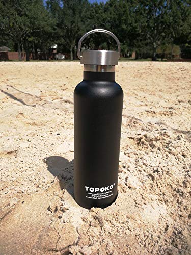 Topoko 25 Oz Stainless Steel Vacuum Insulated Water Bottle, Keeps Drink Cold Up To 24 Hours & Hot Up To 12 Hours, Leak Proof And Sweat Proof. Large Capacity Sports Bottle Wide Mouth Metal Lid (Black) #TOP4