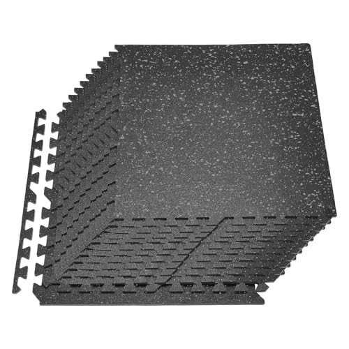 Image of VEVOR 0.4Inch 96sq.ft 24 Tiles Gym Flooring for Home Gym, Rubber Top with High Density EVA Foam, 24 x 24In Gym Floor Exercise Equipment Mats, Interlocking Gym Mats, Puzzle Workout Mats, Black & Gray | Rubber Top with High Density EVA Foam, Lightweight Gym Floor Exercise Mats, Interlocking Puzzle Workout Mats, Black & Gray