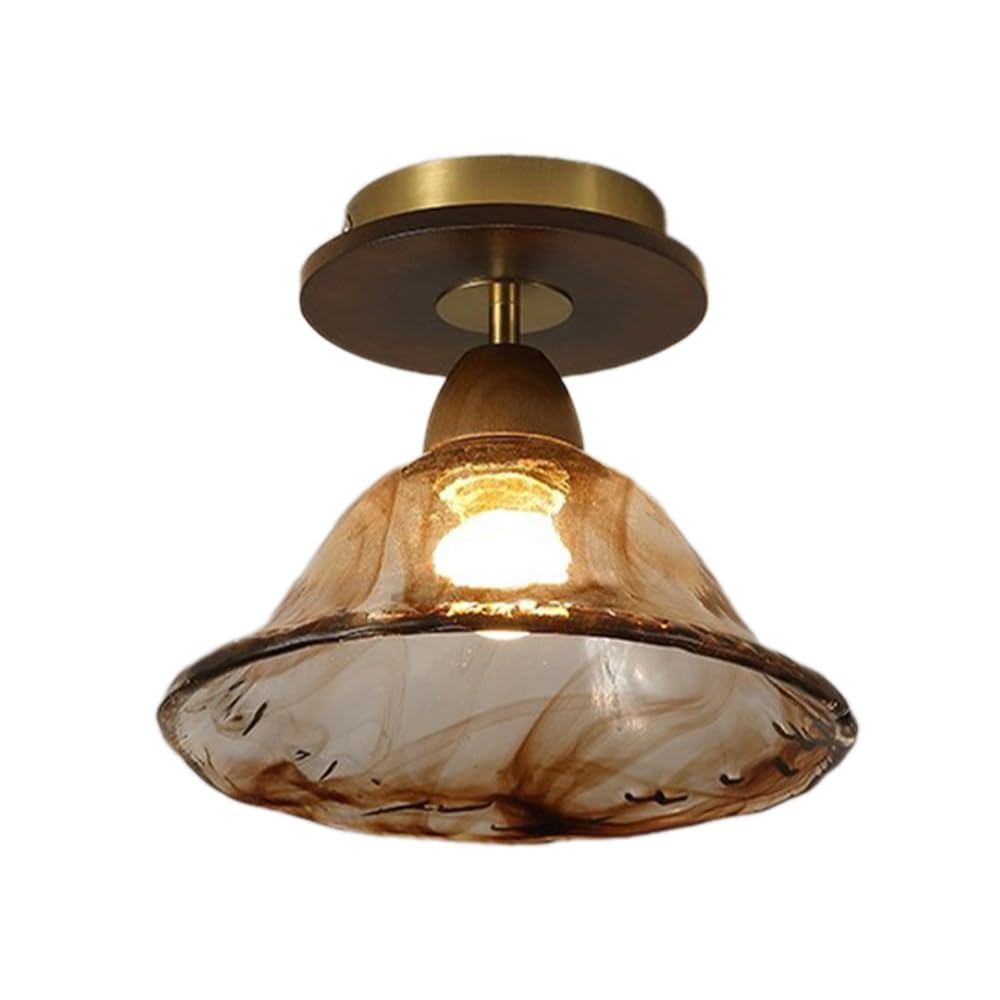 Jadssox Semi Flush Mount Ceiling Light Aisle Light Glass Ceiling Light, Amber Hallway Vintage Lights Fixture Ceiling, 4.7" Base Modern Ceiling Light