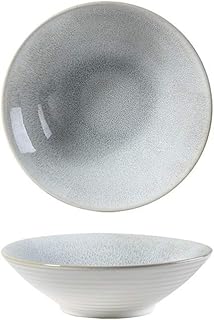 ShiSyan Y-LKUN Creative Ceramic Western Fruit Salad Plate European Disc Platter Blue Household Tableware Kiln Ash 8 Inches