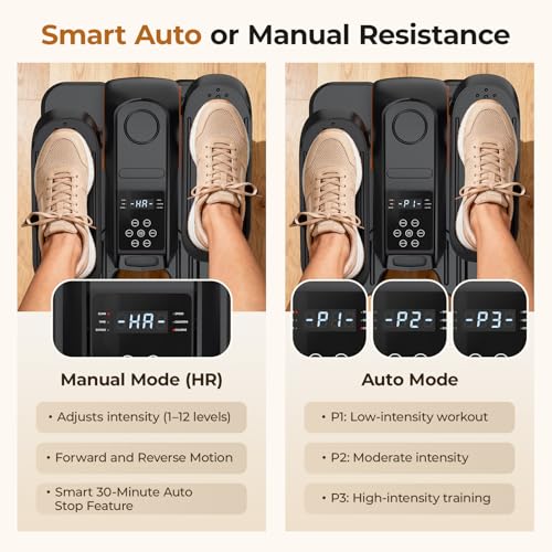 HTM Under Desk Elliptical Machine - Electric Elliptical Exerciser for Seniors, Pedal Exerciser 12 Speeds Portable Seated Pedal Exerciser with Remote Control Home Workout Exercise Equipment - Thumbnail 3