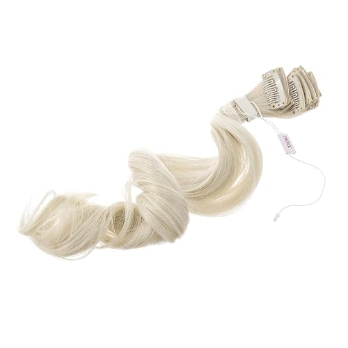 Miniatura 2 de SWACC 12 extensiones de cabello sintético con clip, de un color, rizado, ondulado, para fiesta, color rubio platinado
