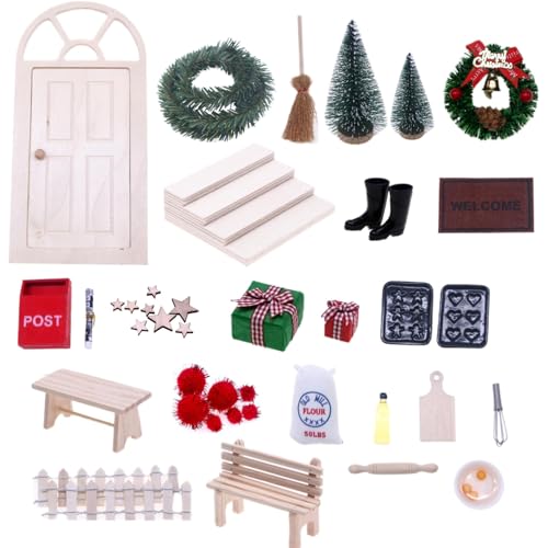 Porte d'elfe de Noël en bois pour illuminer la décoration de chambre enfant