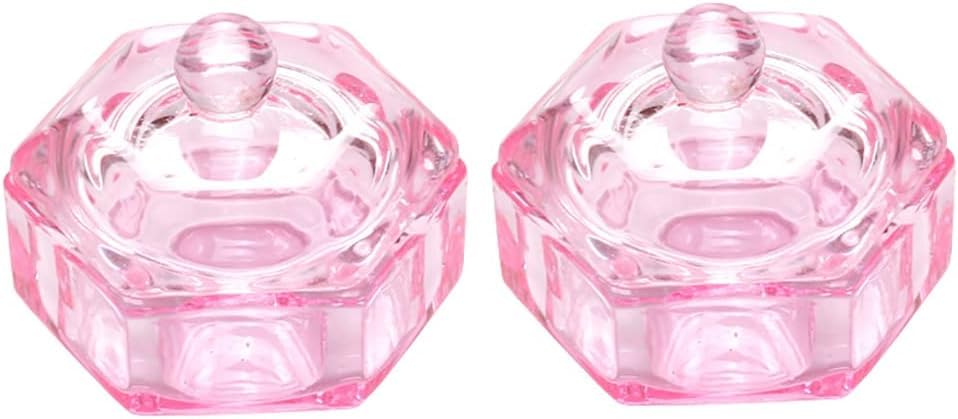 Glass Nail Art Cups Nail Dipping Jars Nail Dappen Dishes Bowls Nail Powder Holders Nail Liquid Containers with Lid Nail Salon Supplies Hexagon Nail Polish Nail Art and Polish