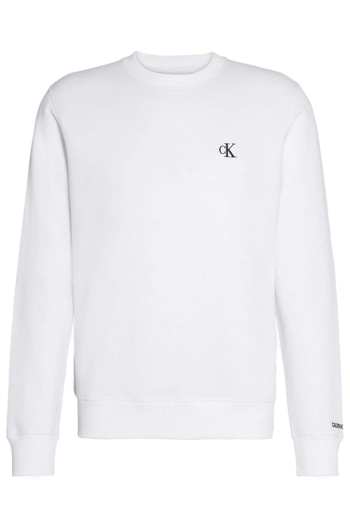 Calvin Klein Jeans Men's Ck Essential Reg Cn Sweatshirts, Bright White, L