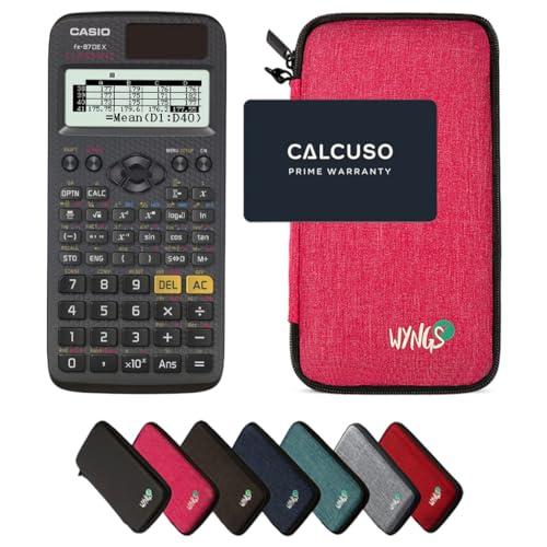 Casio fx-87DE X ClassWiz inkl. WYNGS Schutztasche Pink - Wissenschaftlicher Taschenrechner - Basic Set