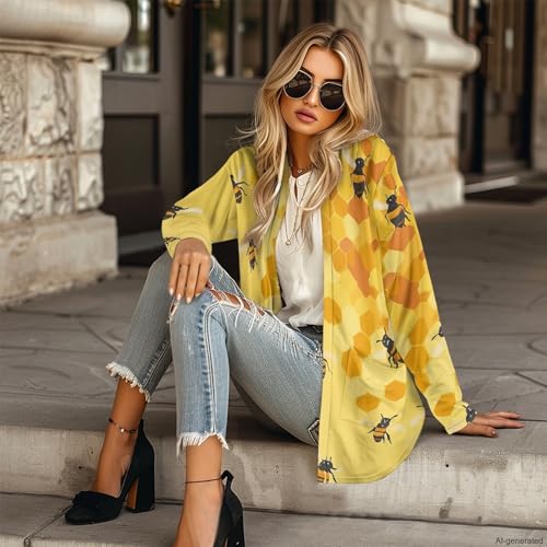 Image of Forchrinse Red Ladybug Cardigan for Women Causal Long Sleeve Open Front Cardigans Sweater Fashion 2024 Fall Coat with Pockets