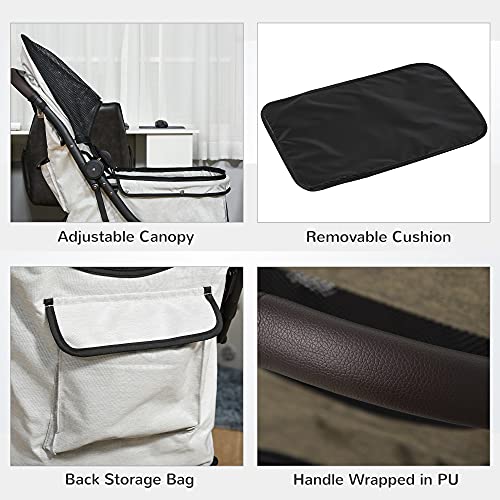 PawHut Travel Pet Stroller for Dogs, Cats, One-Click Fold Jogger Pushchair with Aluminum Frame, EVA Wheels, Brakes… - Image 8