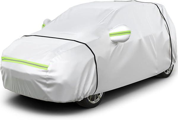 Favoto Telo Copriauto Felpato Invernale Impermeabile Telo per Auto da Esterno per Compact SUV, Realizzato in PEVA con Zip Laterale, Anti Acqua Polvere Neve Sole Freddo, 460x185x160cm - 1
