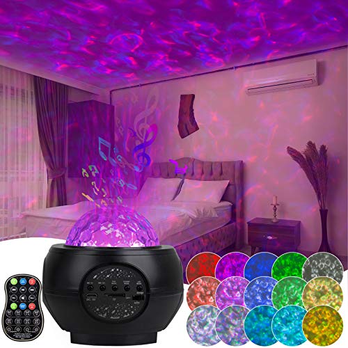 Star Projector Night Lights, 3 in 1 Galaxy Projector Ocean Wave Projector with Bluetooth Music Speaker Sky Nebula Cloud Rotating LED for Kids Adults Bedroom Decoration with Remote Control