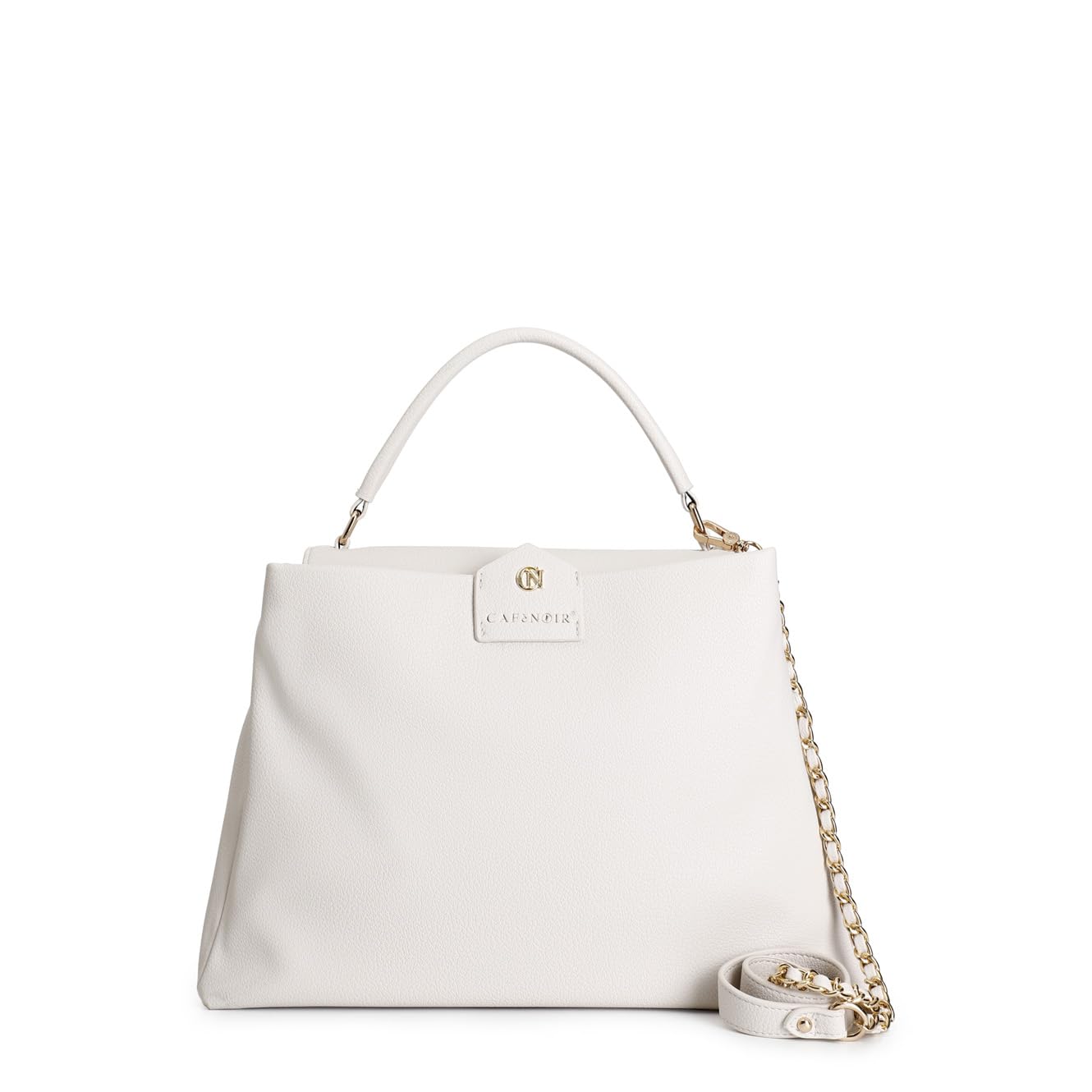 CAFèNOIR - Borsa Donna a Mano con Tracolla a Catena Removibile, Pattina Decorativa, Logo Metallo, Tasca Zip, stile Casual Chic Raffinato