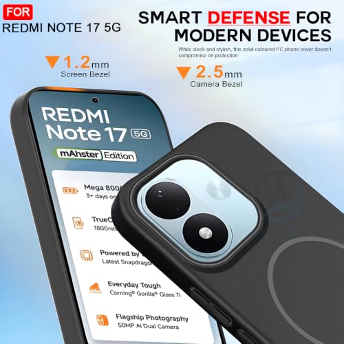 Image of AESTMO Shockproof Back Case Cover for Redmi Note 17 5G | Slim Hard Shell | Hard Back Cover for Redmi Note 17 5G (Compatible with MagSafe Accessories, Black)