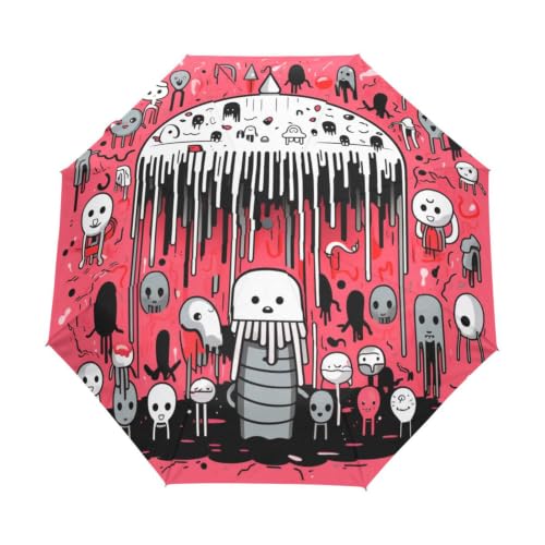 Parapluie méduse dessin animé automatique anti-retournement ultra-léger de voyage