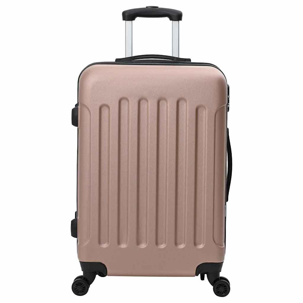 vidaXL Walizka 3 pcs Różowe złoto 50 x 31 x 78 cm Plastik ABS, Towarzysz podróży, wytrzymała, prostokątna walizka, bagaż, torba na lot, organizator na weekend