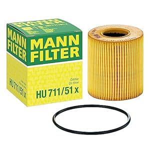 MANN-FILTER HU 711/51 X Oil filter Oil filter set with gasket / gasket set – For Passenger Cars, Yellow