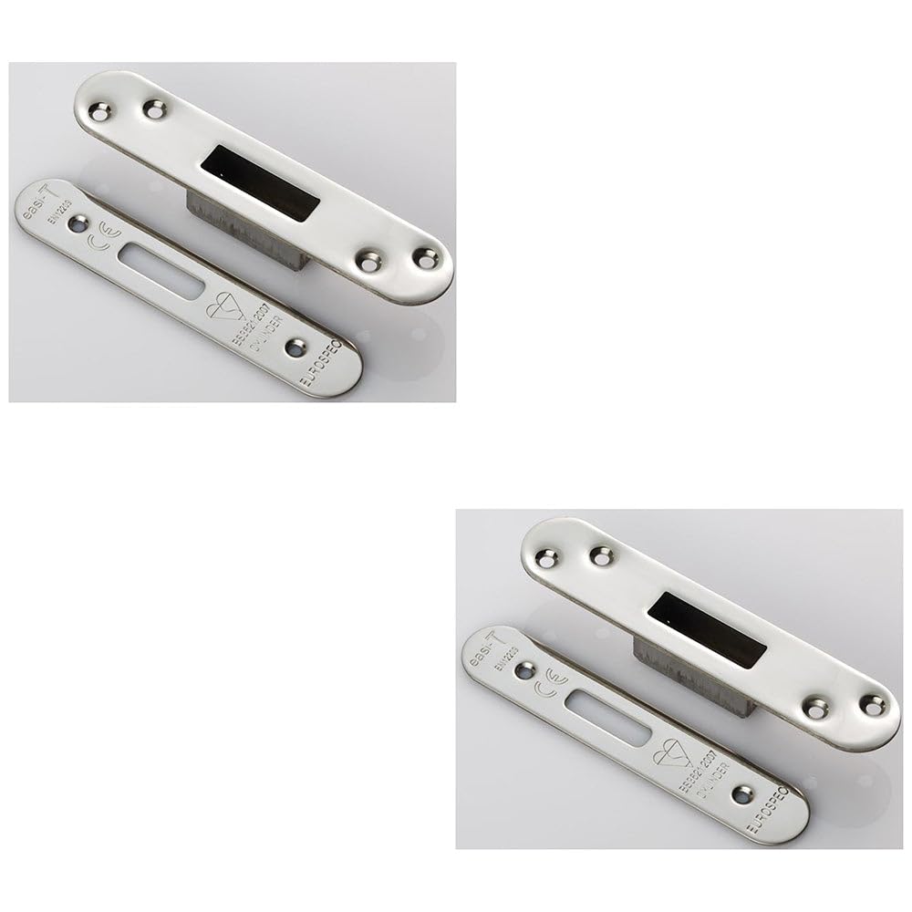 Loops Bright Stainless Steel 2 Pack - Euro Cylinder Deadlock Forend Strike & Fixing Pack Setbright Steel Radius 150X30mm