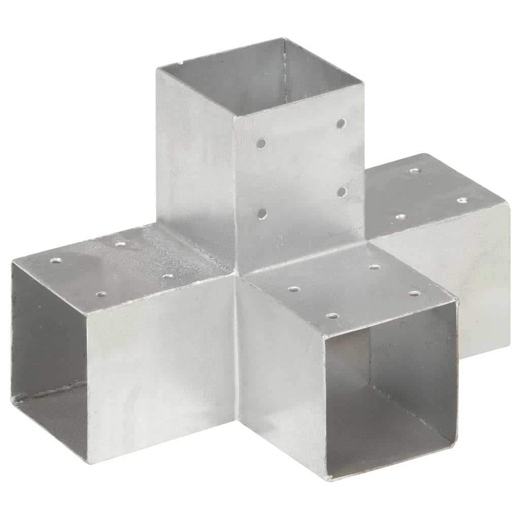 Connettore per pali a forma di X per travi in legno da 91 x 91 mm, supporto per pali in acciaio zincato, per costruzione di gazebo, orticoltura, connettore a croce a 4 vie