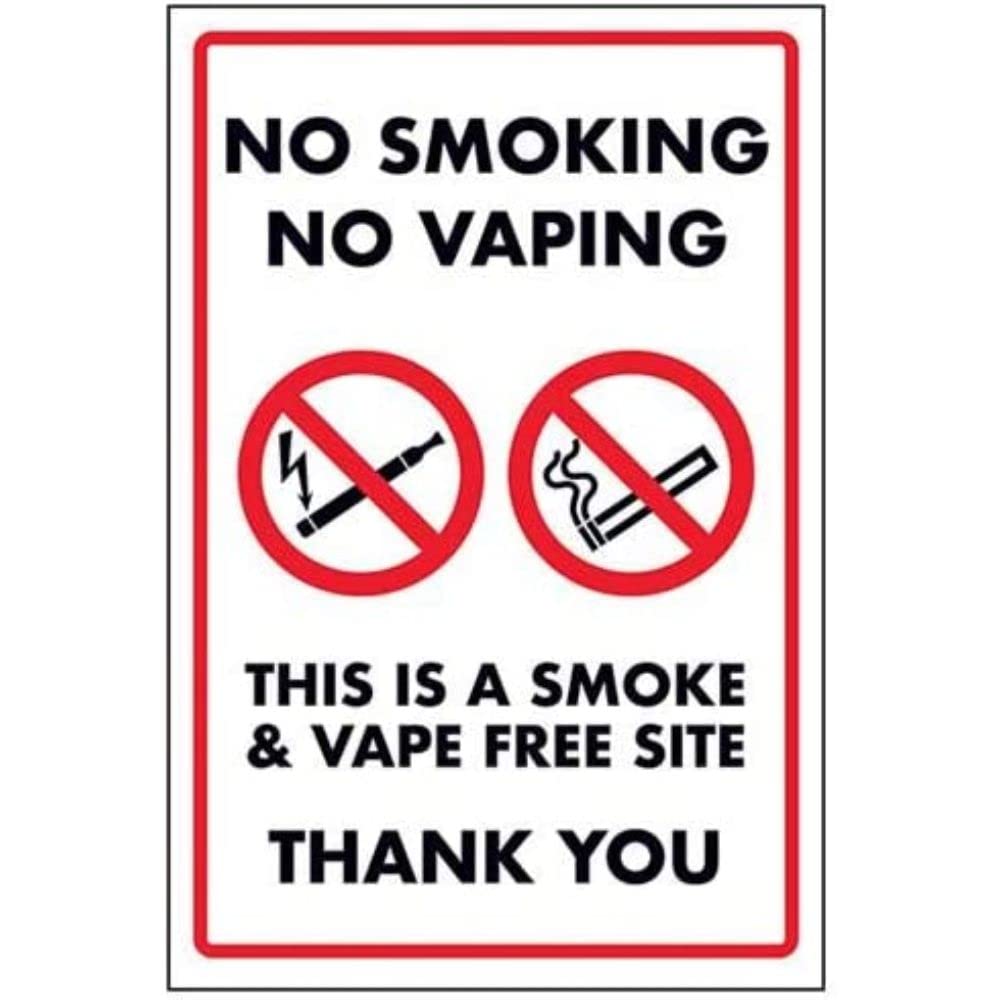 V Safety No Smoking No Vaping/This Is A Smoke & Vape Free Zone Sign - 300mm x 400mm - Self Adhesive