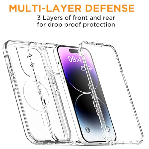 AICase for iPhone 14 Pro Max Case Clear Compatible with MagSafe 3 in 1 Heavy Duty Drop Protection Full Body Rugged Shockproof/Dust Proof 3-Layer Military Protective Tough Durable Cover 6.7"_1 by AICase - Used condition - Image 2