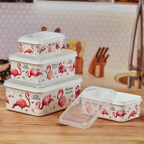Image of Kookee Plastic Airtight Food Storage Container with Lid for Kitchen, Set of 4, Used for storing all Foods, Fruits, Snacks, Salad, Dryfruits - Rectangle (10700)