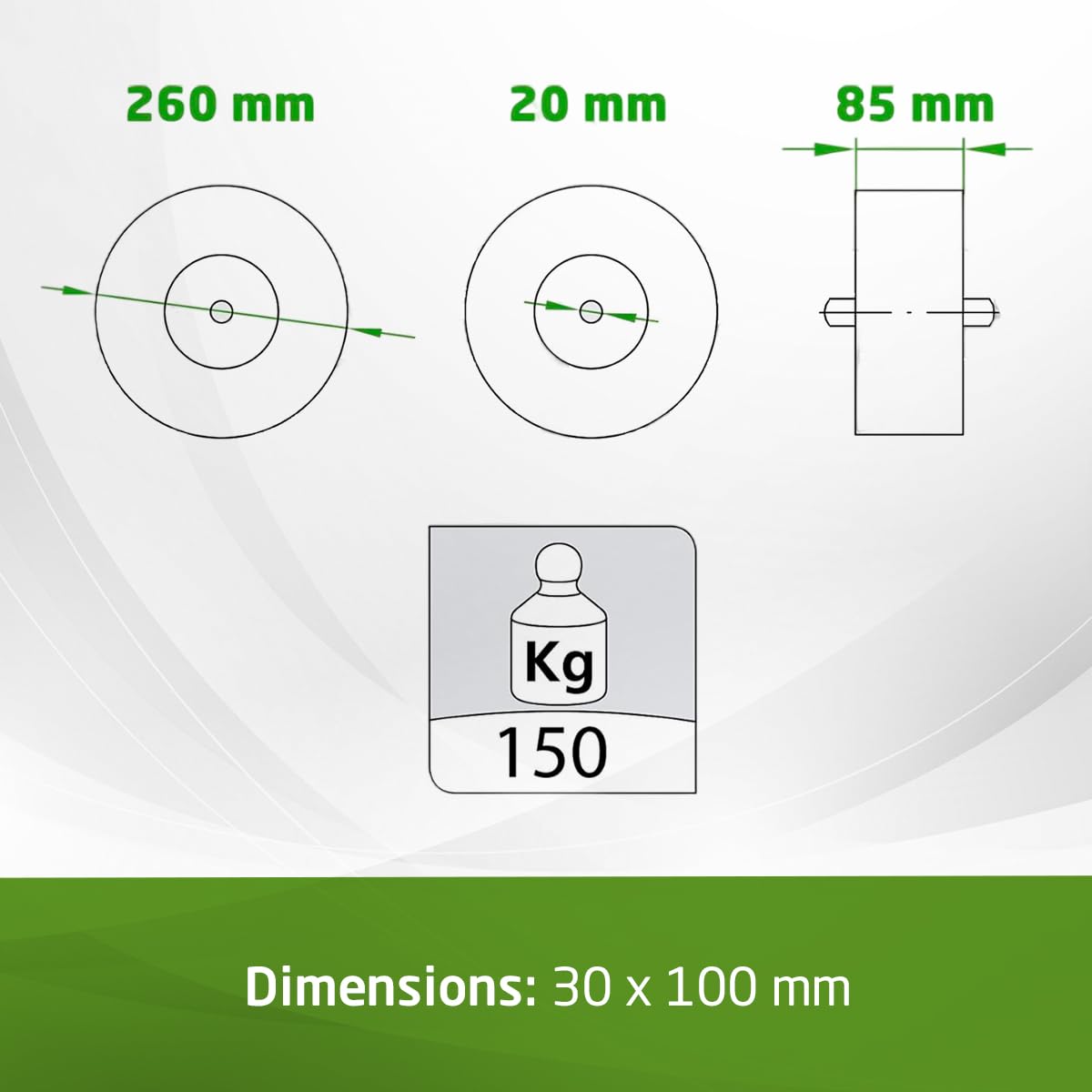 Amig - Roue pneumatique | Roue pour brouettes et chariots de magasin | Chambre à air | Résiste à des températures comprises entre -5ºC et 60ºC | Poids maximum : 150 kg | Ø260x85mm