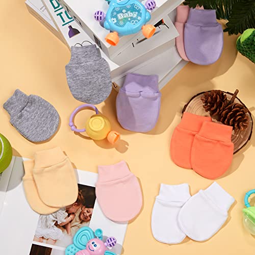 12 Pairs Newborn Baby Mittens Infant Toddler Gloves No Scratch Mittens Gloves for 0-6 Months Baby Boys Girls (Light Gray, White, Light Purple, Light Pink, Pink, Rose, Cute)4