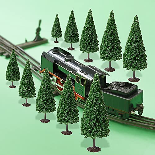 Model Cedar Trees 10Pcs Train Scenery Landscape Pine Miniature Diorama Trees Mixed Model For Road Architecture Building Diy Decoration Gift (10) #TOP1