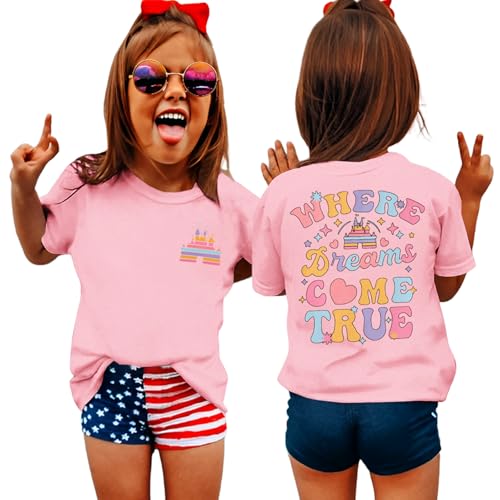 BOUTIKOME Magic Kingdom Shirts for Girls Where Dreams Come True T-Shirt Kid Castle Graphic Tees Magical Fairy Tale Gift Tops