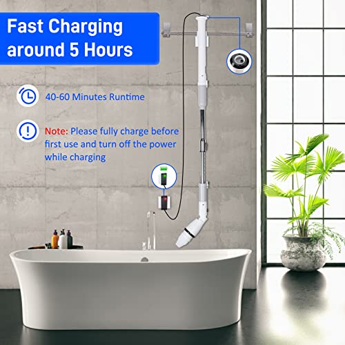 Qybeede Electric Spin Scrubber,Flexible Arm Rechargeable Cordless 360° Rotating Shower Electric Cleaning Brush With 4 Replaceable Brush Heads & Storage Bag For Home,Kitchen,Tub,Tile,Floor,Bath #TOP5
