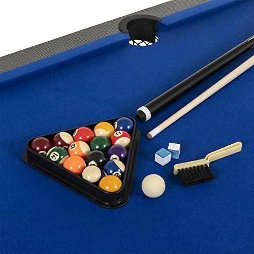 TRIUMPH Sports 6’ Portable Pop Up Folding Pool/Billiard Table with Folding Legs, Instant Assembly and Accessories Included, Blue, 72" (45-6051W)