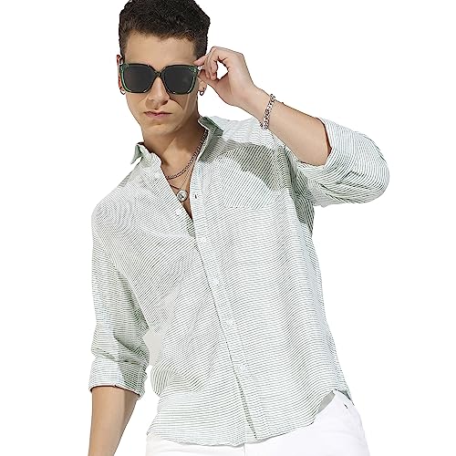 Image of CAHOOT Men's Button Up Regular Fit Shirt for Casual Wear | Regular Sleeve | Spread Collar | Button Closure | Shirts Crafted with Comfort Fit for Everyday Wear