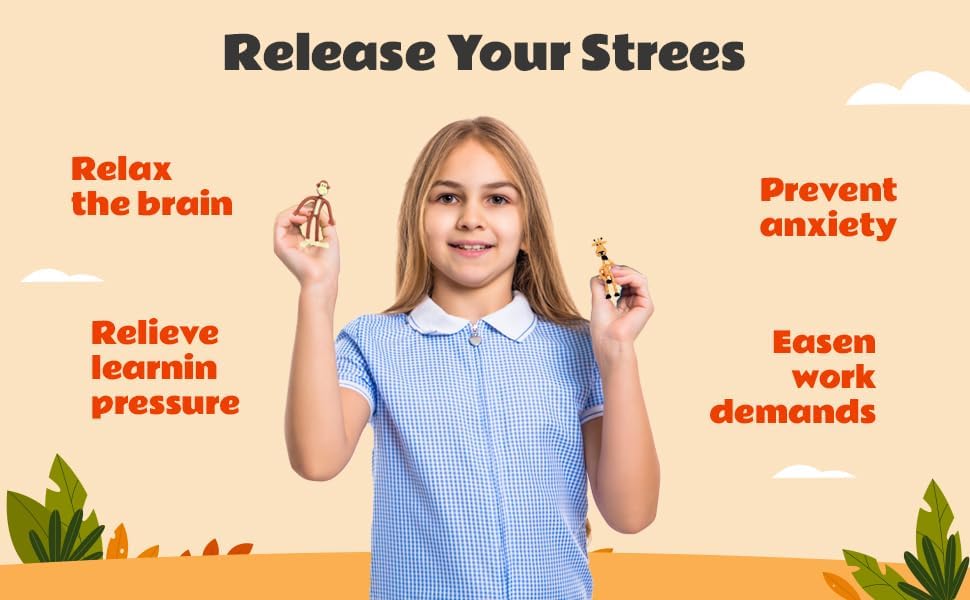 Miniatura 3 de Animales de zoológico de safari de selva de goma flexible de 4 pulgadas (paquete de 12) jirafa, mono, cebra y tigre, figuras flexibles para fiesta