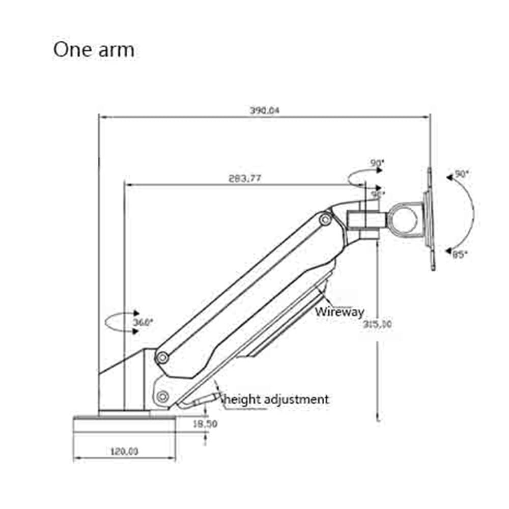 Braccio Monitor Supporto for Monitor da Tavolo a Braccio Singolo in Argento, Adatto for schermi da 15 a 32 Pollici con Una capacità di carico di 15 kg. Supporto Monitor