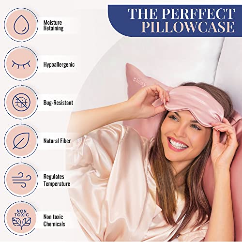 Blissy Silk Pillowcase - 100% Pure Mulberry Silk - 22 Momme 6A High-Grade Fibers - Satin Pillowcase For Hair & Skin - Regular, Queen & King Size Silk Pillow Case With Hidden Zipper - Moisture Wicking #TOP4