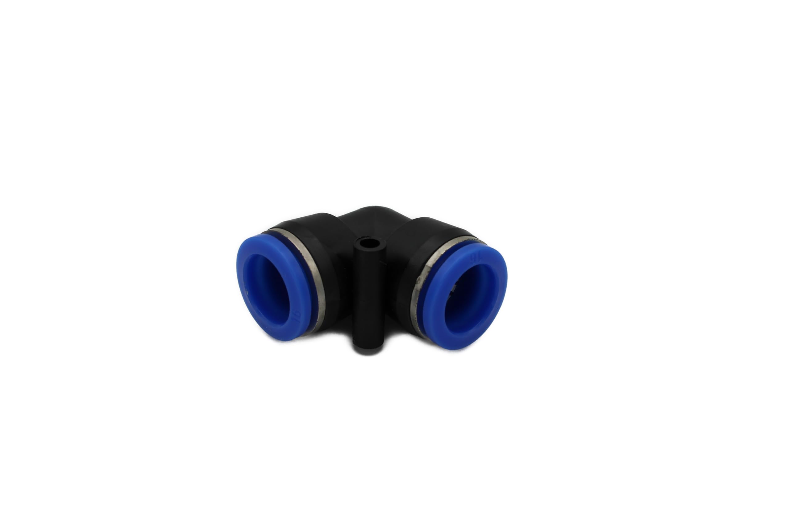 16 mm IQS Pneumatic Angle Connector 90° Pack of 2, Hose Connector Compressed Air Connector, Black/Blue - Image 2