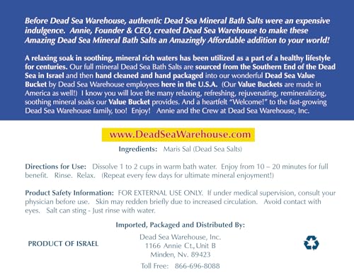 Dead Sea Warehouse-Amazing Minerals Dead Sea Bath Salts,100% Full Mineral Therapeutic Bath Salts, Detoxifying & Moisturizing, Exfoliating for Dry Skin, Unscented(5 lbs) - Image 3