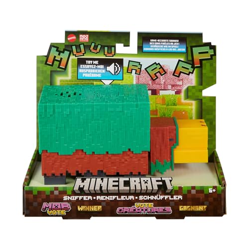 Mattel Minecraft Sniffer, Figura de acción de 8,25cm con Sonidos fieles al Juego y diseño pixelado, Ganador de la votación de Criaturas de 2022, Juguete Regalo para niños y niñas +6 años, HXM85
