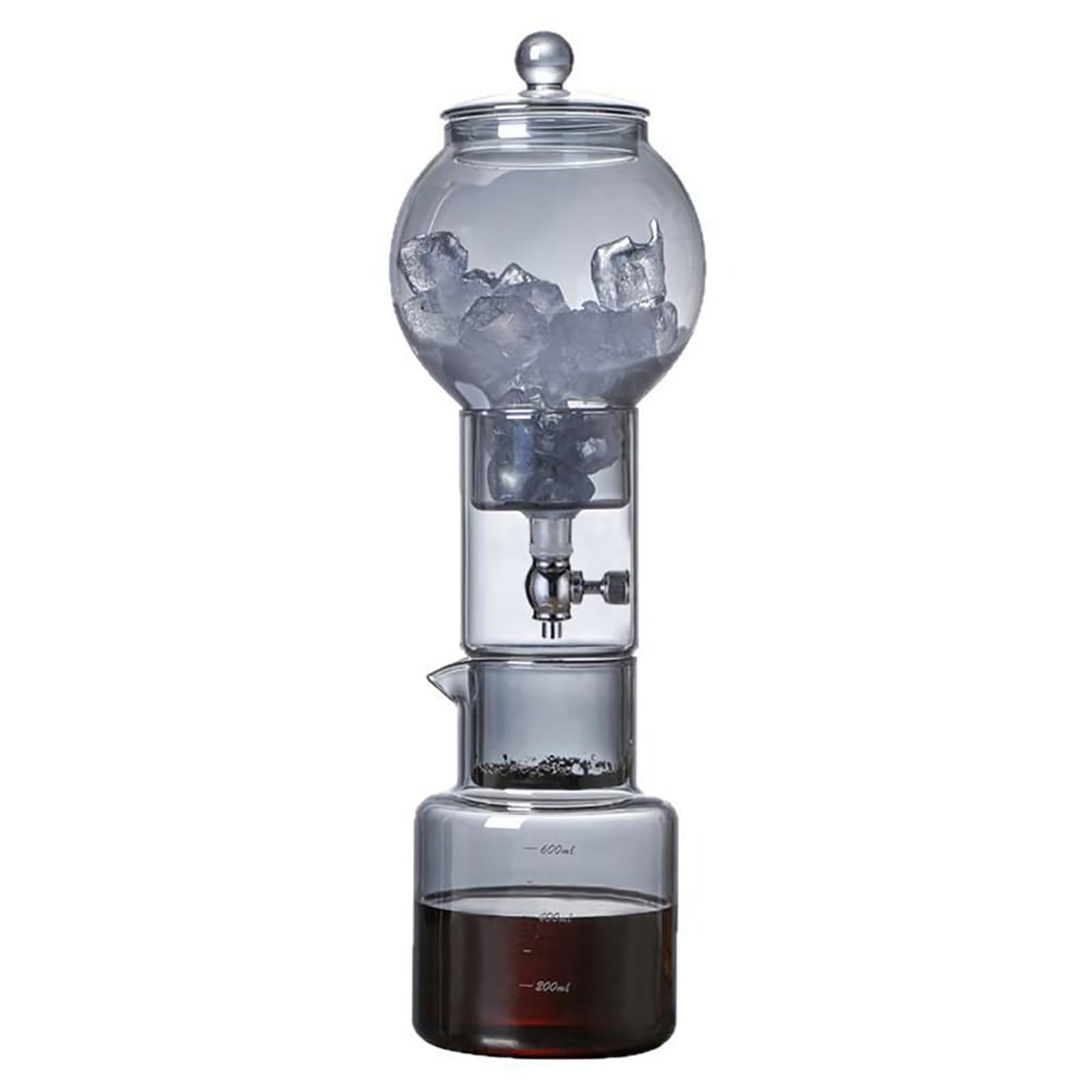 Cold Kaffeebereiter 600 Ml / 20 Oz füR Eiskaffee Im Slow-Drip-Verfahren mit Einstellbarer Tropfgeschwindigkeit, Aus Borosilikatglas, füR 6–8 Tassen, füR Zu Hause Und Als KaffeezubehöR(Gray)