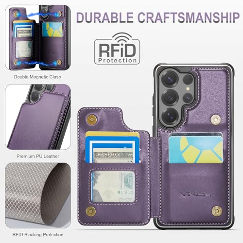 Vinich for Samsung Galaxy S26 Ultra Wallet Case with Card Holder, RFID Blocking Credit Slots Kickstand Shockproof Phone Cover for Women Men, Purple by Vinich - Used condition - Image 3