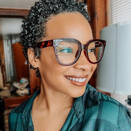 Image of Zeelool Unisex Retro Oversized Square Blue Light Blocking Glasses Harrell ZOP049594-02 Dark-Red